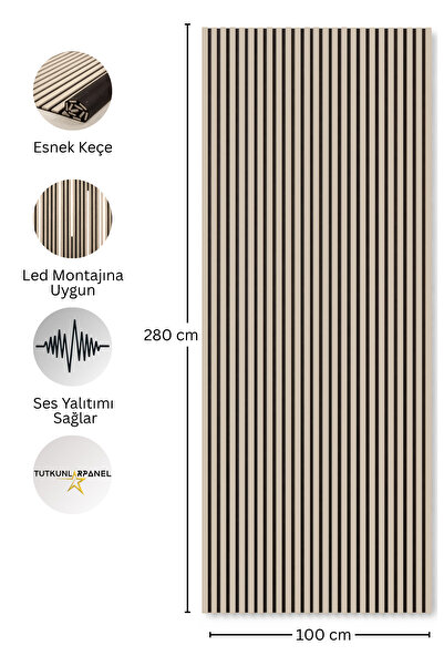 TUTKUNLAR PANEL Akustik Duvar Paneli Çıtalı MDF Ahşap Ses Yalıtımlı Dekoratif...