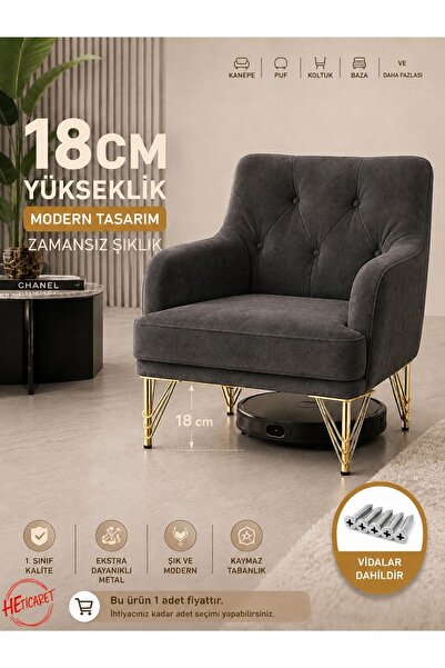 HETicaret Mobilya Ayağı Modern 18cm Metal Mobilya, Dolap, Karyola, Puf, Baza, Koltuk, Tv Ünitesi Ayakları