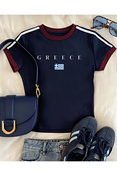 Toum Ρετρό Ελληνική Αθλητική Μπλούζα με Στάμπα