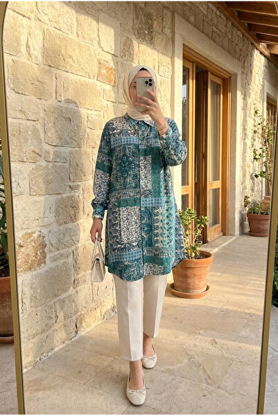 Kirazca Butik Women's Patterned Loose Cut Women's Tunic 100 cm