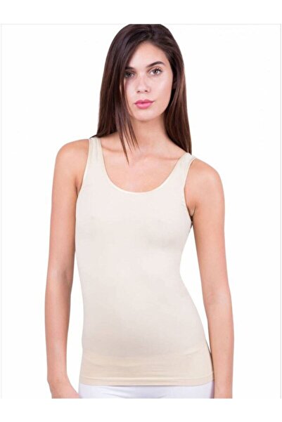 BENALİ Navy Blue Textile Women's Non-Marking Wide Strap Skin Undershirt 838