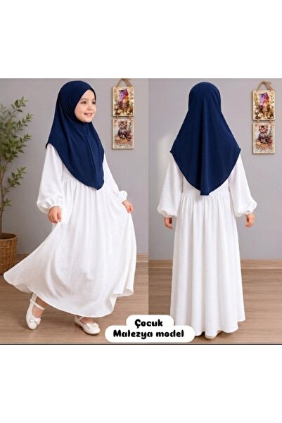 AHRAR tesettür Children's Malaysian Model Hijab Scarf Navy Blue