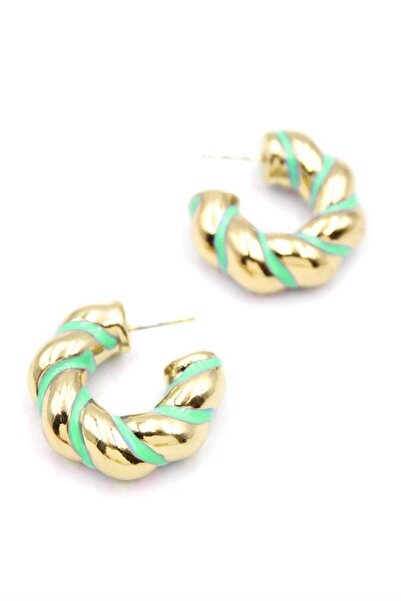 atastore2017 Enameled Hoop Earrings - Green