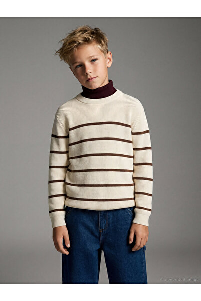 LC Waikiki Crew Neck Striped Boys Knitwear Sweater