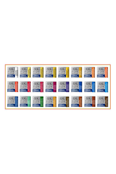 Winsor Newton 24 Renk Cotman Yedek Sulu Boya Tableti Seti 1/2 Yarım Tablet Ku...
