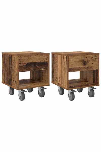 vidaxl Noptieră 2 pcs Lemn vechi 40,5 x 40 x 48 cm Lemn compozit