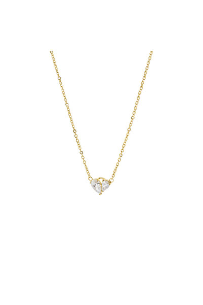 OXETTE 18k Gold Plated Heart Pendant Necklace with Colorless Zirconia Crystal...