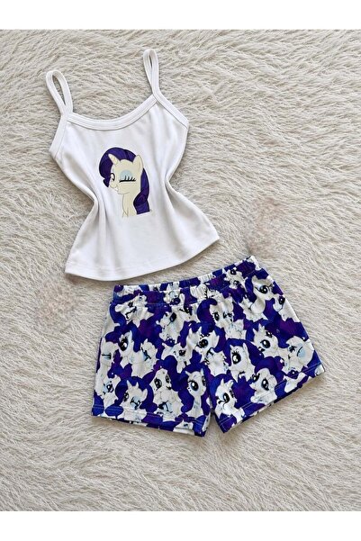 BALİNA Set scurt elegant, cu model, în albastru marin, My Little Rarity