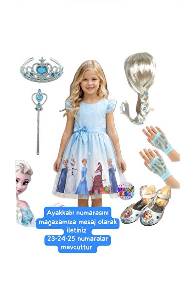 bemora kids Rochie Elsa Anna Frozen, rochie albastră, rochie imprimată Elsa A...