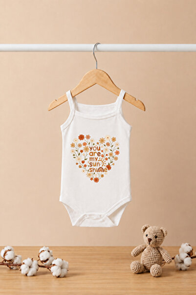 bebeqon 100% Cotton Heart Detailed You Are My Sunshine Printed Baby Strap Bod...