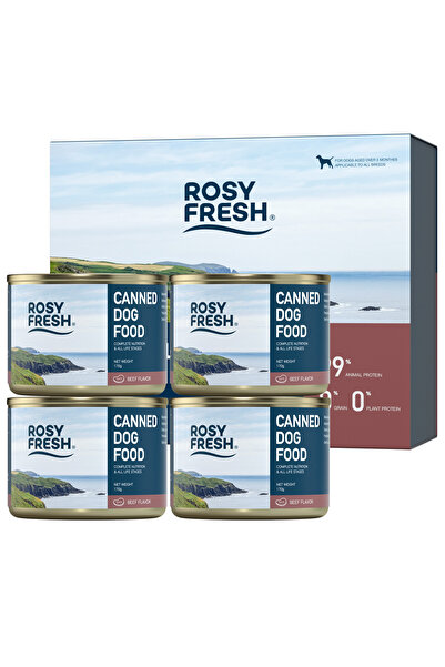 ROSY FRESH طعام الكلاب المعلب، تغذية كاملة لجميع مراحل الحياة، بنكهة اللحم ال...