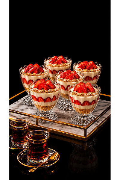 Maloria 6-Piece Glass Magnolia Bowl 150 ml |   Turkish Delight Bowl with Stan...