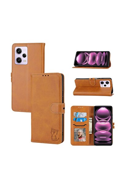 sscase Happy Cat Embossed Θήκη Πορτοφόλι Yellow (Xiaomi Redmi Note 12 5G/Poco...