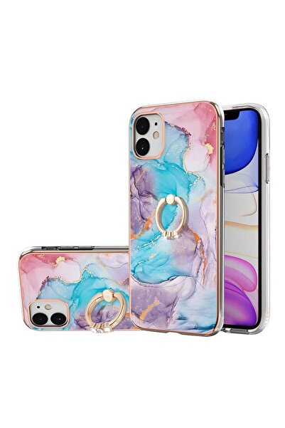 sscase Electroplating Pattern IMD TPU Σκληρή θήκη με Δαχτυλίδι Blue Marble (A...