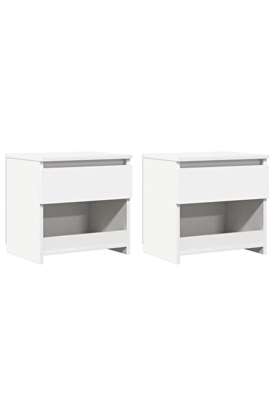 vidaxl Noptiere, 2 buc., alb, 40x30x39 cm, lemn prelucrat