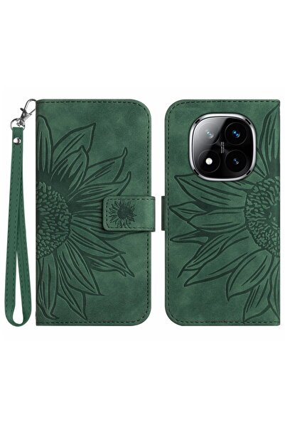 sscase Sun Flower Θήκη Πορτοφόλι Dark Green (Xiaomi Redmi Note 14 Pro 4G)