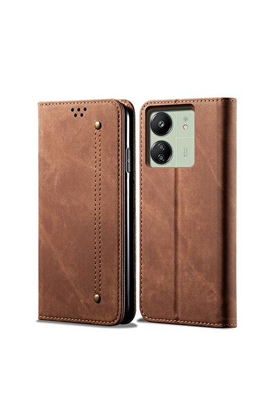 sscase Denim Texture Θήκη Βιβλίο Coffee (Xiaomi Redmi 13C/Poco C65)