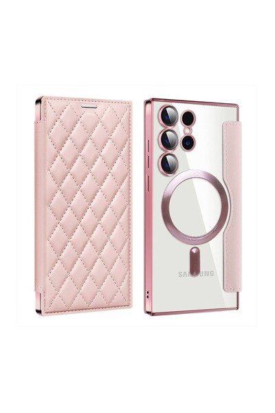 sscase Puff Rhombus MagSafe Θήκη Βιβλίο Pink (Samsung Galaxy S25 Ultra 5G)