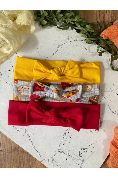 Miniko Butik ربطة شعر للأطفال من القطن الممشط على شكل أذن أرنب، عبوة من 3 قطع