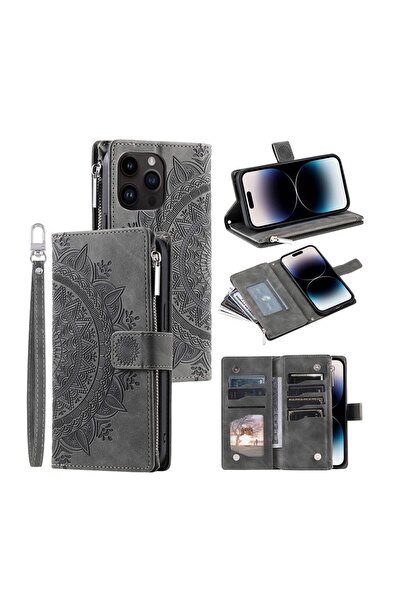 sscase Mandala Zipper Θήκη Πορτοφόλι Grey (Apple iPhone 15 Pro Max)