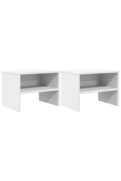 vidaxl Noptiere, 2 buc., alb, 40x30x30 cm, lemn prelucrat
