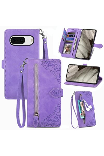 sscase Flower Zipper Θήκη Πορτοφόλι Purple (Google Pixel 8 5G)