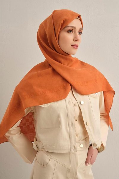 Armine Stylish Orange Cotton Shawl with Comfortable Fit Modern Shawl for Everyday Use
