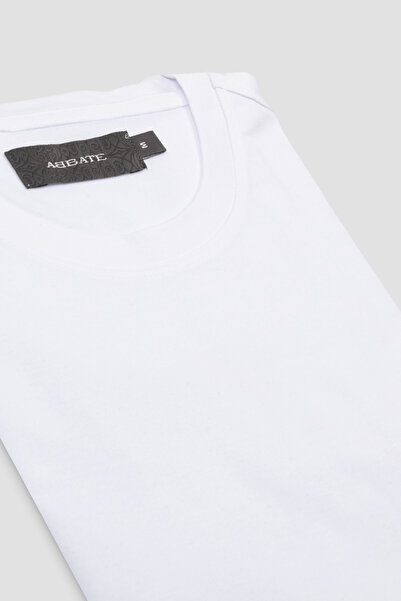 Abbate Palm Merserize Pamuklu Modern Fit Beyaz Bisiklet Yaka Erkek Düz Polo Shirt