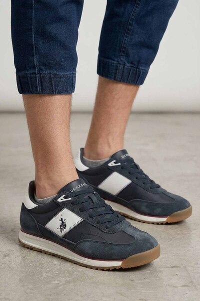 U.S. Polo Assn. Men's Navy Blue/White Casual Sports Shoes Retro -Running-Sneaker
