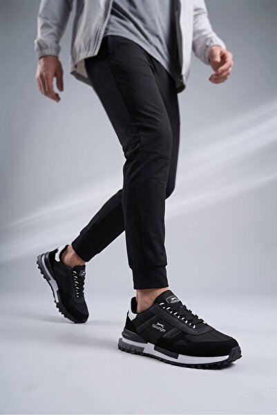 Slazenger حذاء رياضي كاجوال مريح برباط للرجال للمشي باللونين الأسود والأبيض