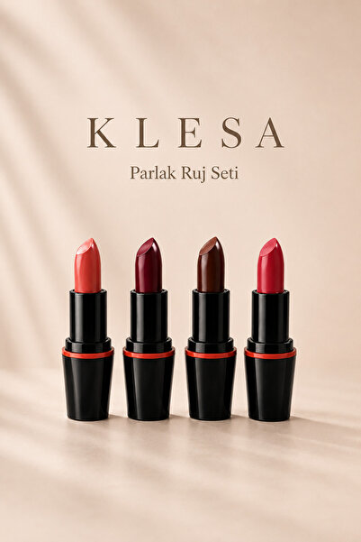 KLESA 4'lü Parlak Ruj Seti 1 Nude Bordo Kahve Pembe Dudak Ruju