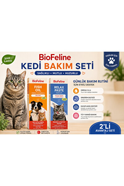 BioFeline 2’li Kedi Bakım Seti Fish Oil & Relax Paste Şeker İlavesiz Günlük K...