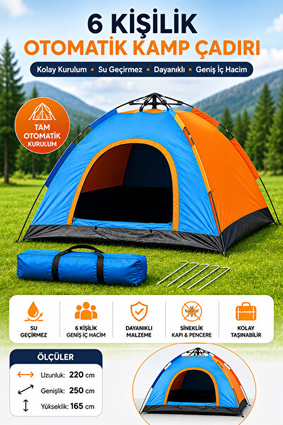 Yenilig 6 Kişilik Tam Otomatik Kamp Çadırı Su Geçirmez Outdoor Aile Çadırı