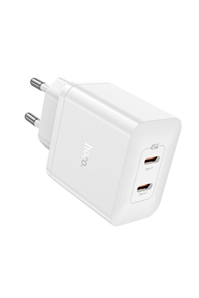 hoco. Φορτιστής Hoco Χωρίς Καλώδιο με 2 Θύρες USB-C 45W Power Delivery Λευκό ...