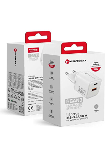 Forcell Φορτιστής χωρίς καλώδιο GaN με θύρα USB-A και θύρα USB-C, 30W Power D...