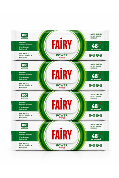 Fairy Power Wipes Wet Wipes for Surface Cleaning, White Soap Fragrance, 4 x 1...