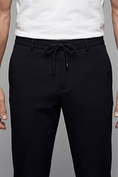 Bisse Siyah Cepli Fermuarlı Jogger Lastikli Spor Pantolon