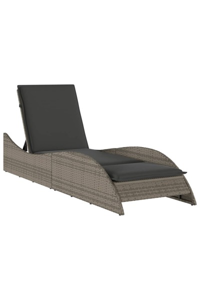 vidaxl Șezlong cu pernă, gri, 60x205x73 cm, poliratan