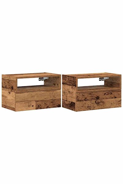 vidaxl Noptiere de perete, 2 buc., Lemn vechi, 45x26x28,5 cm