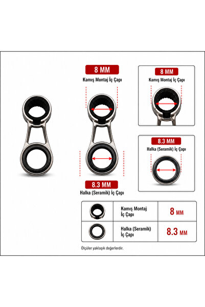 Megsaydin 8 mm Olta Kamışı Kılavuz Halkası – Paslanmaz Çelik Seramik İç Halka...