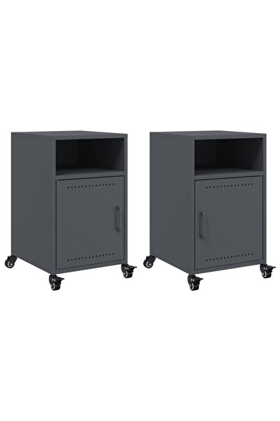 vidaxl Bedside tables, 2 pcs., anthracite, 36x39x59 cm, steel