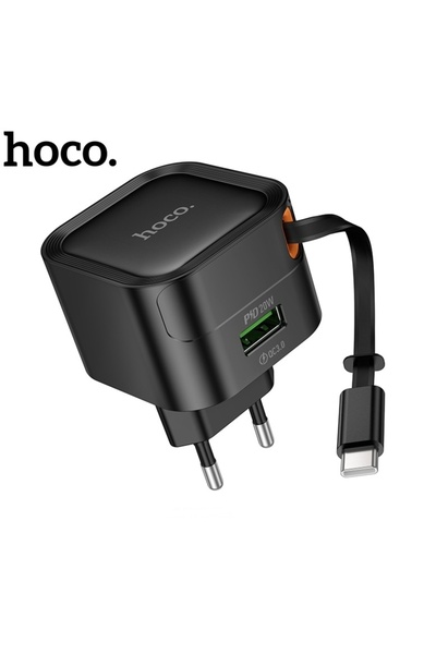 hoco. Incarcator retea Fast Charge cu cablu retractabil Type-C PD 20W + QC 3....