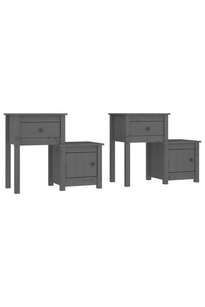 vidaxl Bedside tables, 2 pcs., gray, 79.5x38x65.5 cm, solid pine wood