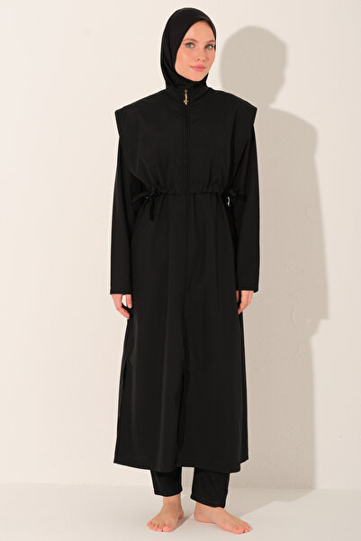 ALFASA Side-Tie Long Full Covered Hijab Swimsuit 26541-26 Black