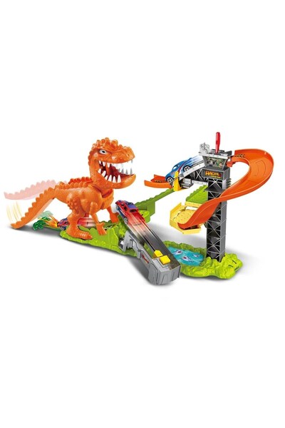 sallma Set de joaca dinozaur si pista de curse cu masinute pentru aventuri ra...