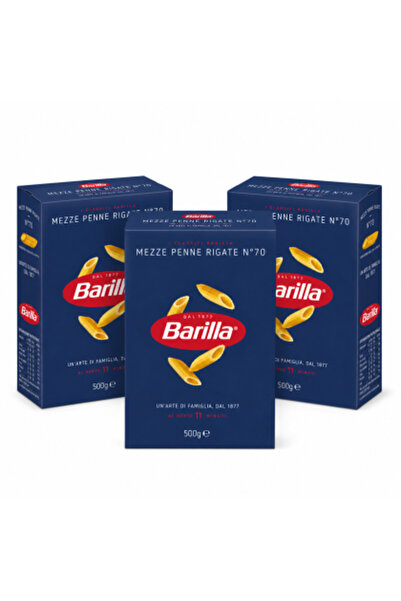 Barilla Set 3 x Mezze Penne Rigate N ° 70 paste, 500 g/bucată, semințe de grâ...