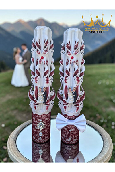 LumanariRegale Lumanari sculptate nuntă, set 2 buc, 36 cm