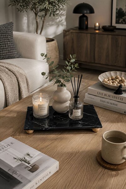 NEWNOW Marble Patterned Unbreakable Glass Presentation Tray 14X24 cm – Decora...