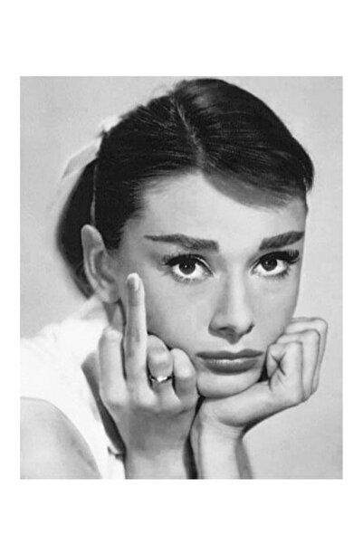 Taranist Poster - Audrey Hepburn Portrait - Elegant Feminine Kalın Kuşe Kağıt