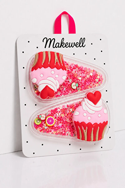 MakeWell Cupcake Figürlü 2’li Çocuk Çıtçıt Toka – Şeffaf Simli Pembe Saç Toka...